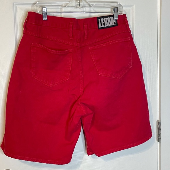 VTG Lebon red denim shorts 80s / 90s hip hop sz XL - Picture 3 of 8